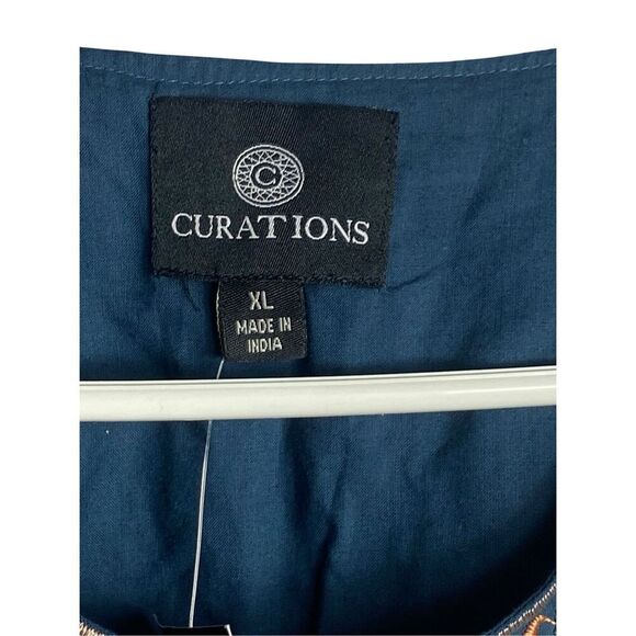 Curations Embroidered Boho Mirror Jacket Size XL Navy Blue Festival Folk Style N - Picture 4 of 7